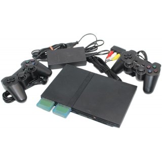 PlayStation 2 PS2 Slim Konsole + 2 x Controller + Netzteil + RGB kabel + 2 x 8 MB Memory Cards JVA Edition