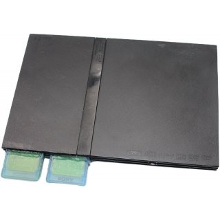 PlayStation 2 PS2 Slim Konsole + 2 x Controller + Netzteil + RGB kabel + 2 x 8 MB Memory Cards JVA Edition