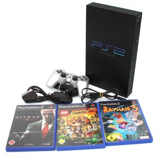 PlayStation 2 Konsole PS2 Black + 3 Spiele gebraucht USK 18 #2